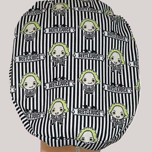 Womens Beetlejuice Movie Inspired Halloween Euro Pixie Scrub Cap, Handmade NWOT - Picture 3 of 8
